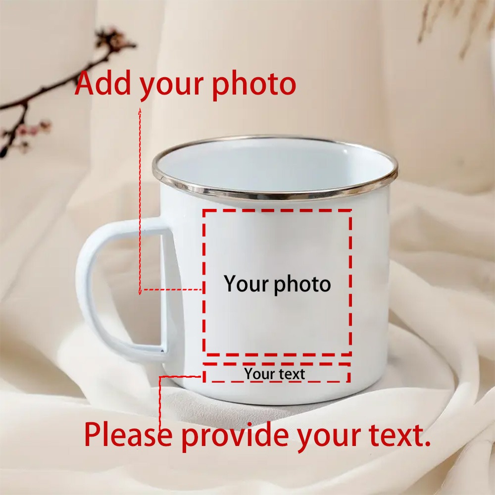 Coffee Tea Name - Mug en émail personnalisé avec photo
