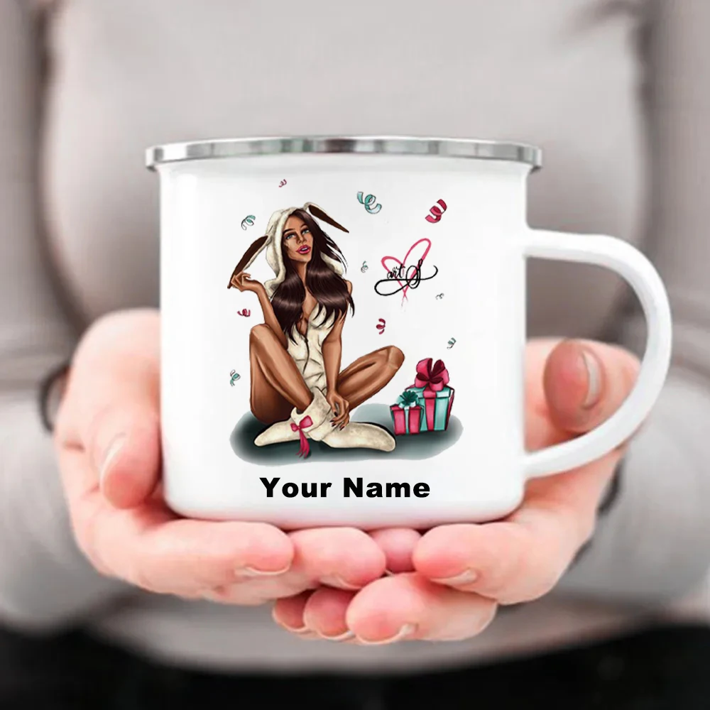 Coffee Tea Name - Tasse en émail personnalisée avec votre