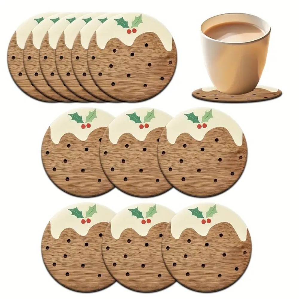 Coffee Tea And Sugar Set - Ensemble de sous-verres en bois style
