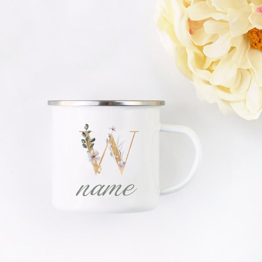 Tasse avec nom initial floral, - Coffee Tea Name avis et prix