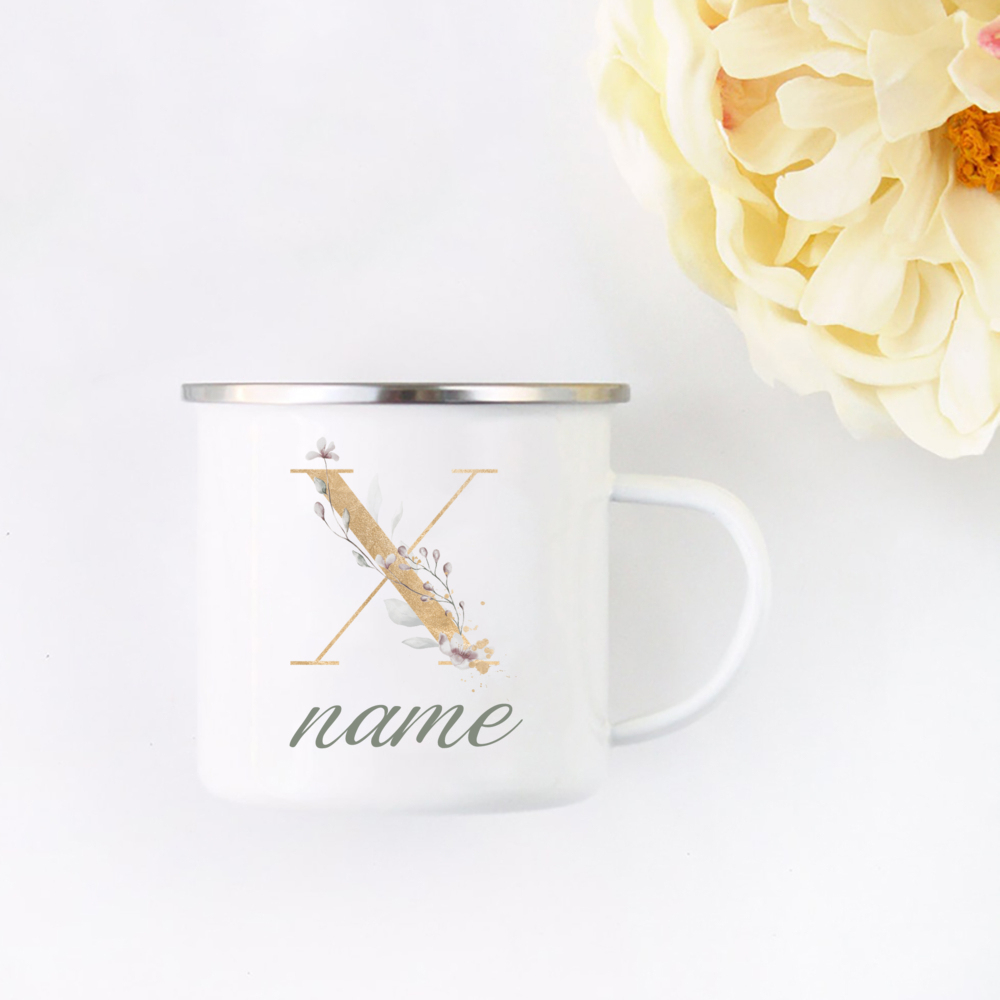Tasse avec nom initial floral, - Coffee Tea Name avis et prix